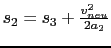 $s_2 = s_3 + \frac{v_{neu}^2}{2 a_2}$